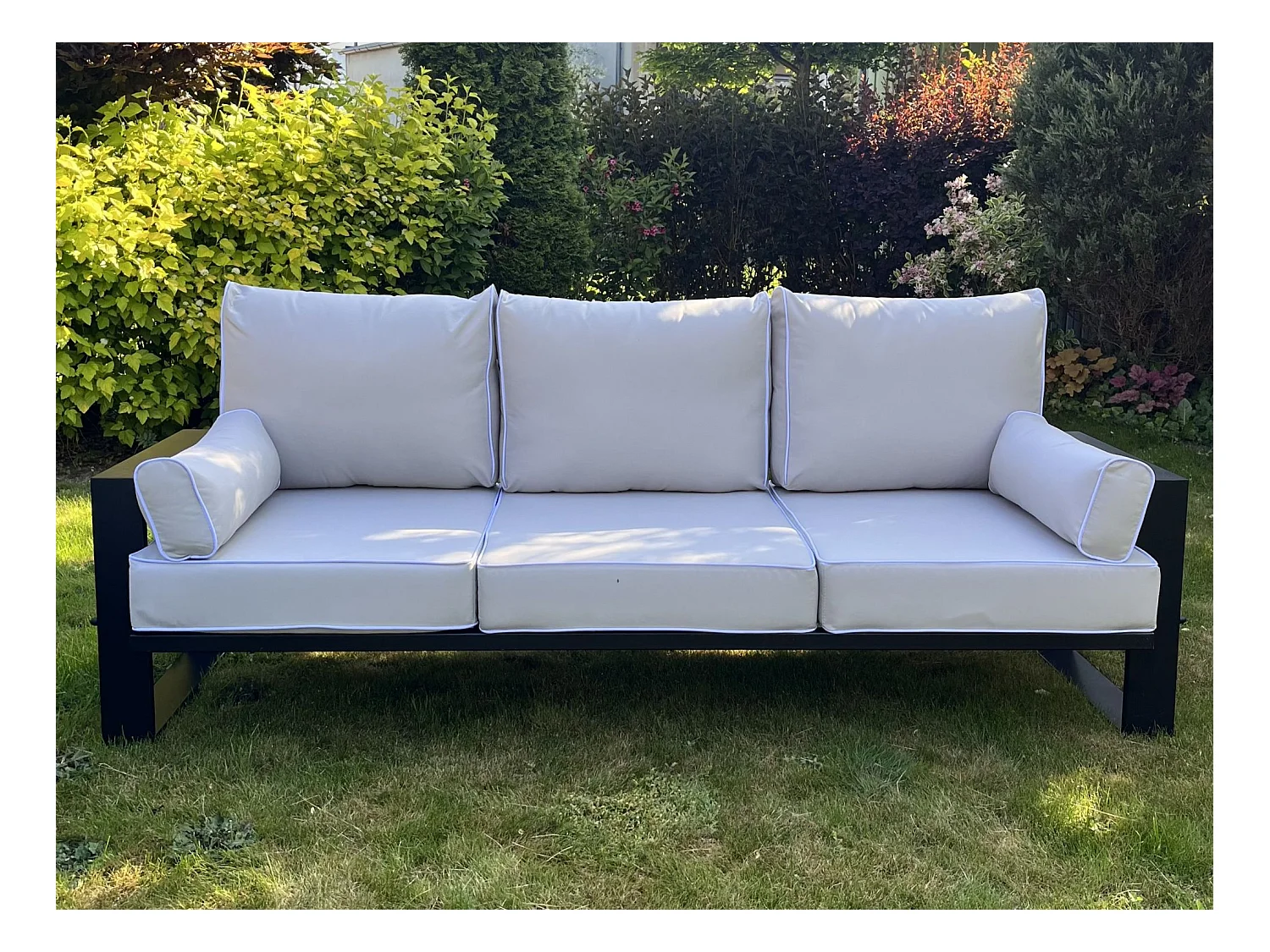 Gardenset avec canapé et fauteuils VERDINO avec cadre métallique beige