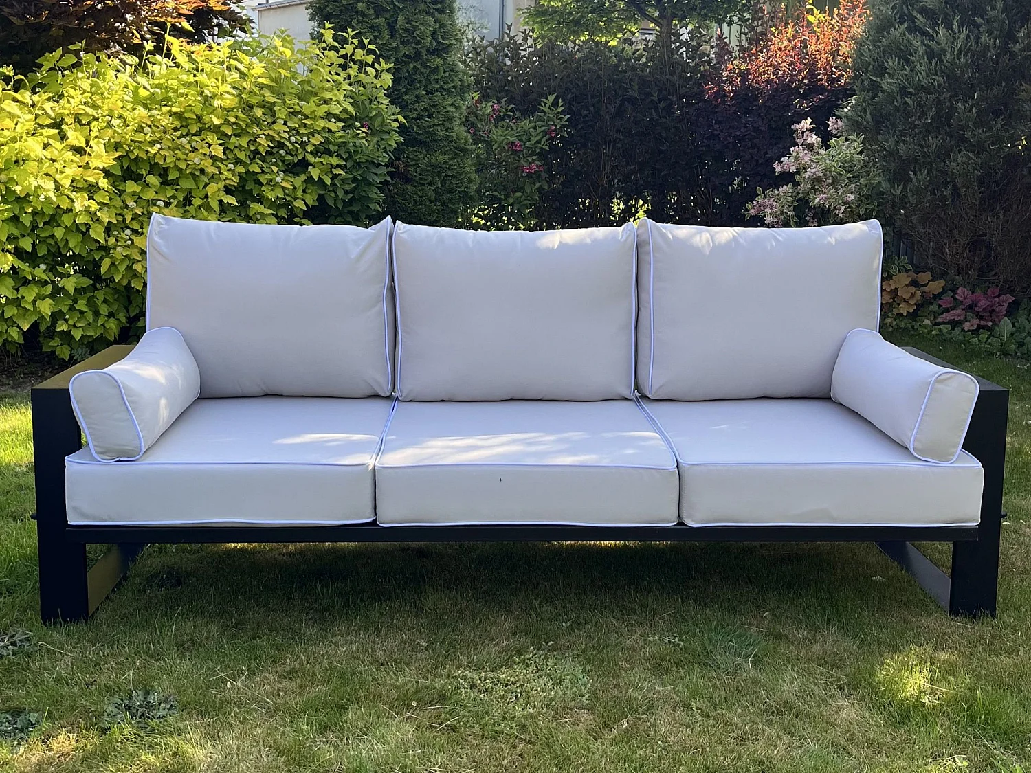 Gardenset avec canapé et fauteuils VERDINO avec cadre métallique beige