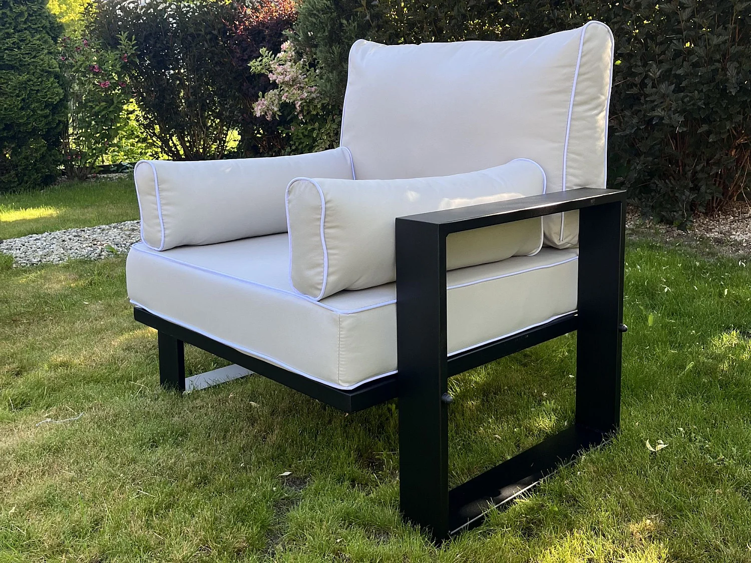 Gardenset avec canapé et fauteuils VERDINO avec cadre métallique beige