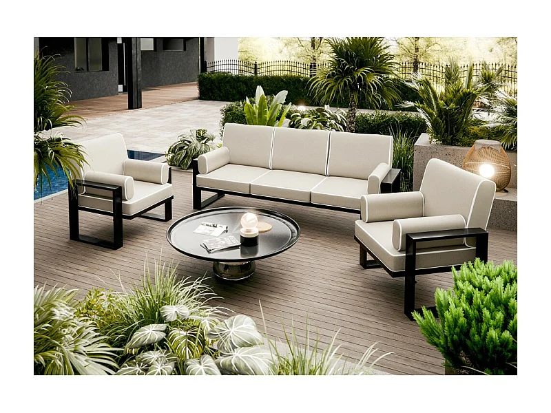 Gardenset mit Sofa und Sesseln VERDINO mit Metallrahmen beige