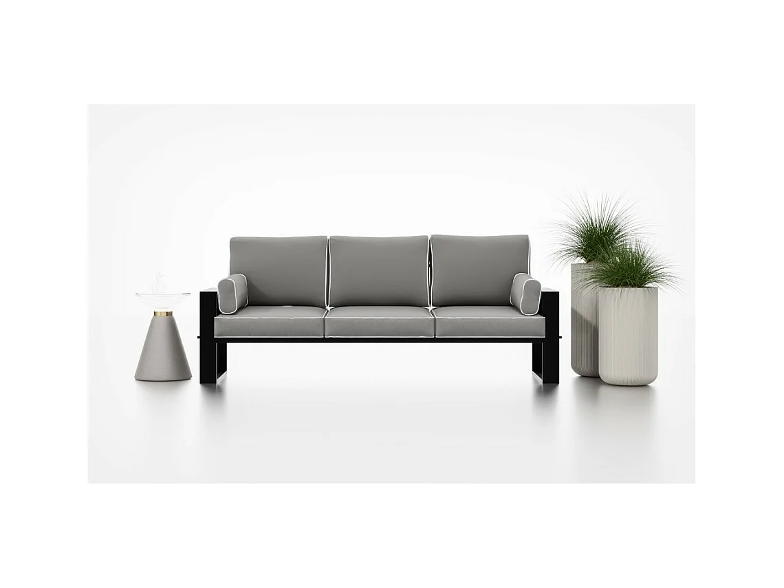 Gardenset avec canapé et fauteuils VERDINO avec cadre métallique anthracite