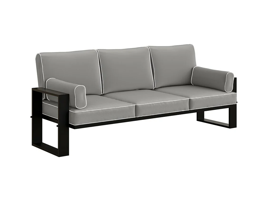 Gardenset avec canapé et fauteuils VERDINO avec cadre métallique anthracite