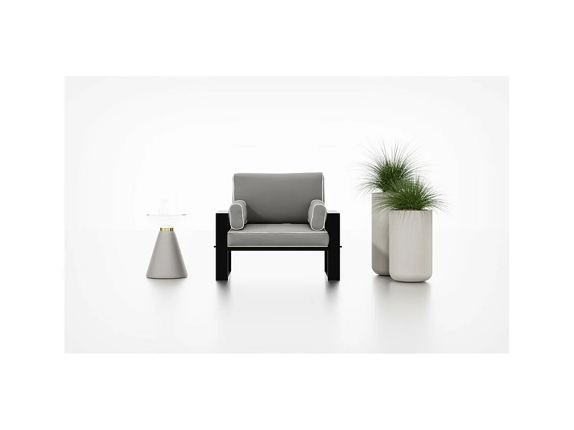 Gardenset avec canapé et fauteuils VERDINO avec cadre métallique anthracite