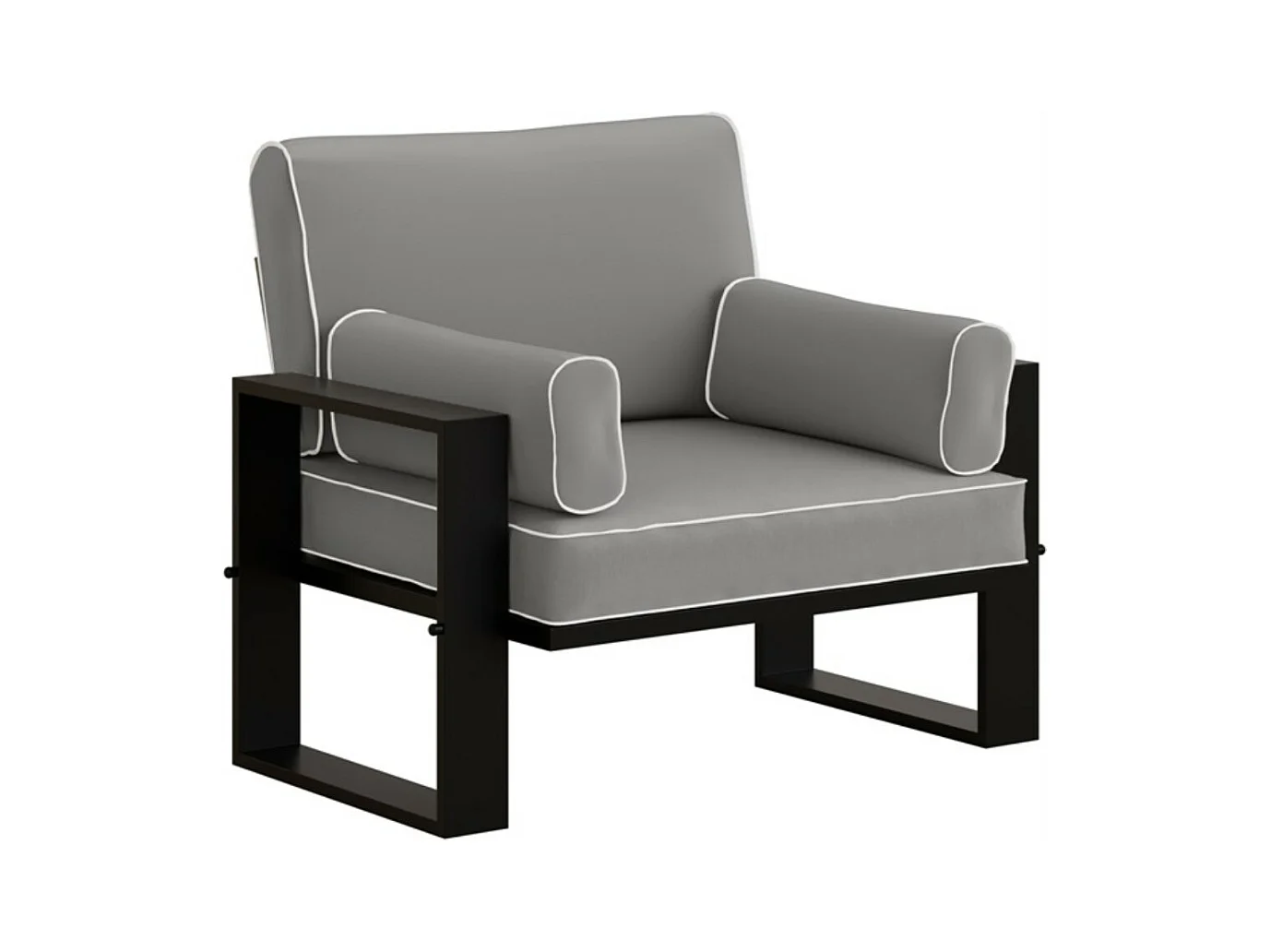 Gardenset avec canapé et fauteuils VERDINO avec cadre métallique anthracite