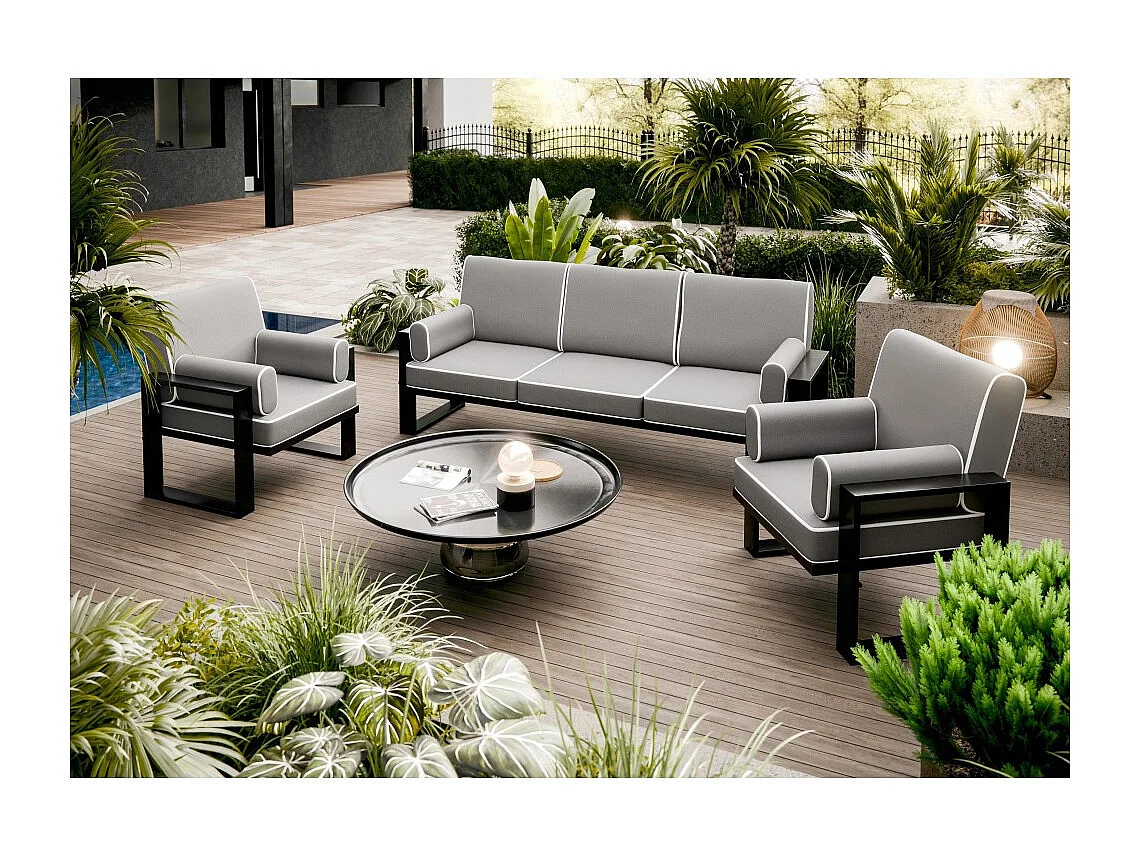 Tuinset met bank en stoelen VERDINO met metalen frame antraciet