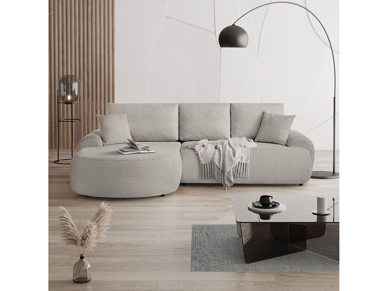 CANAPE TEDDY sans fonction sommeil beige clair gauche