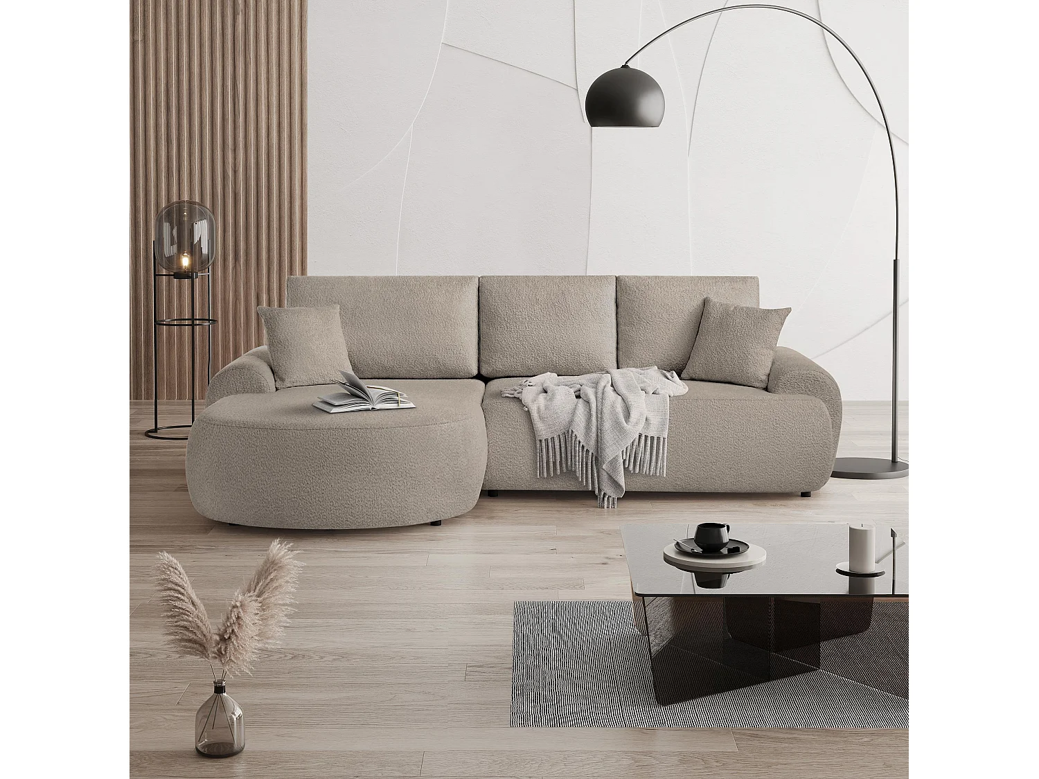 CANAPE TEDDY sans fonction sommeil cappuccino gauche