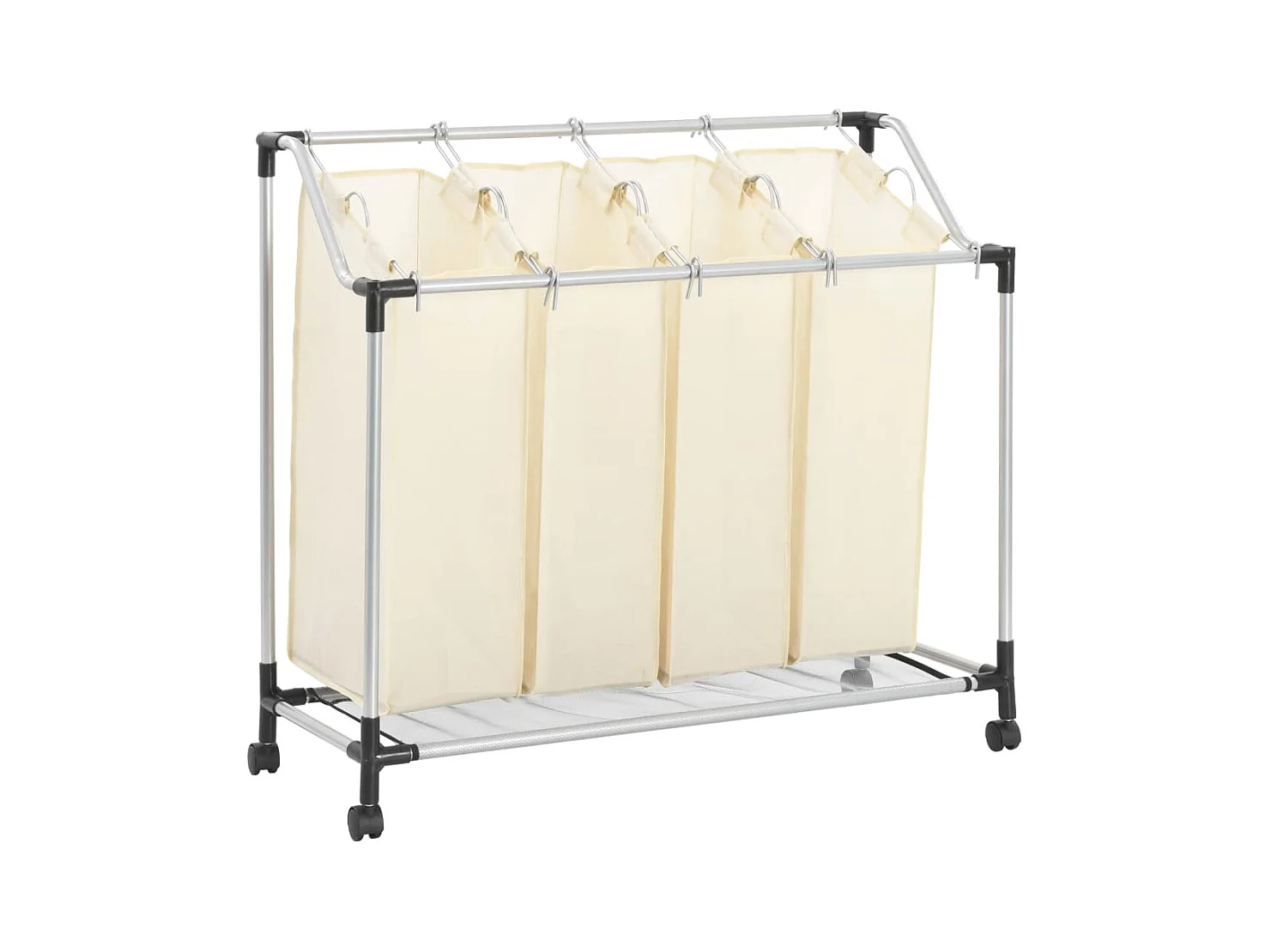 Wäschekorb mit 4 Taschen Creme Stahl