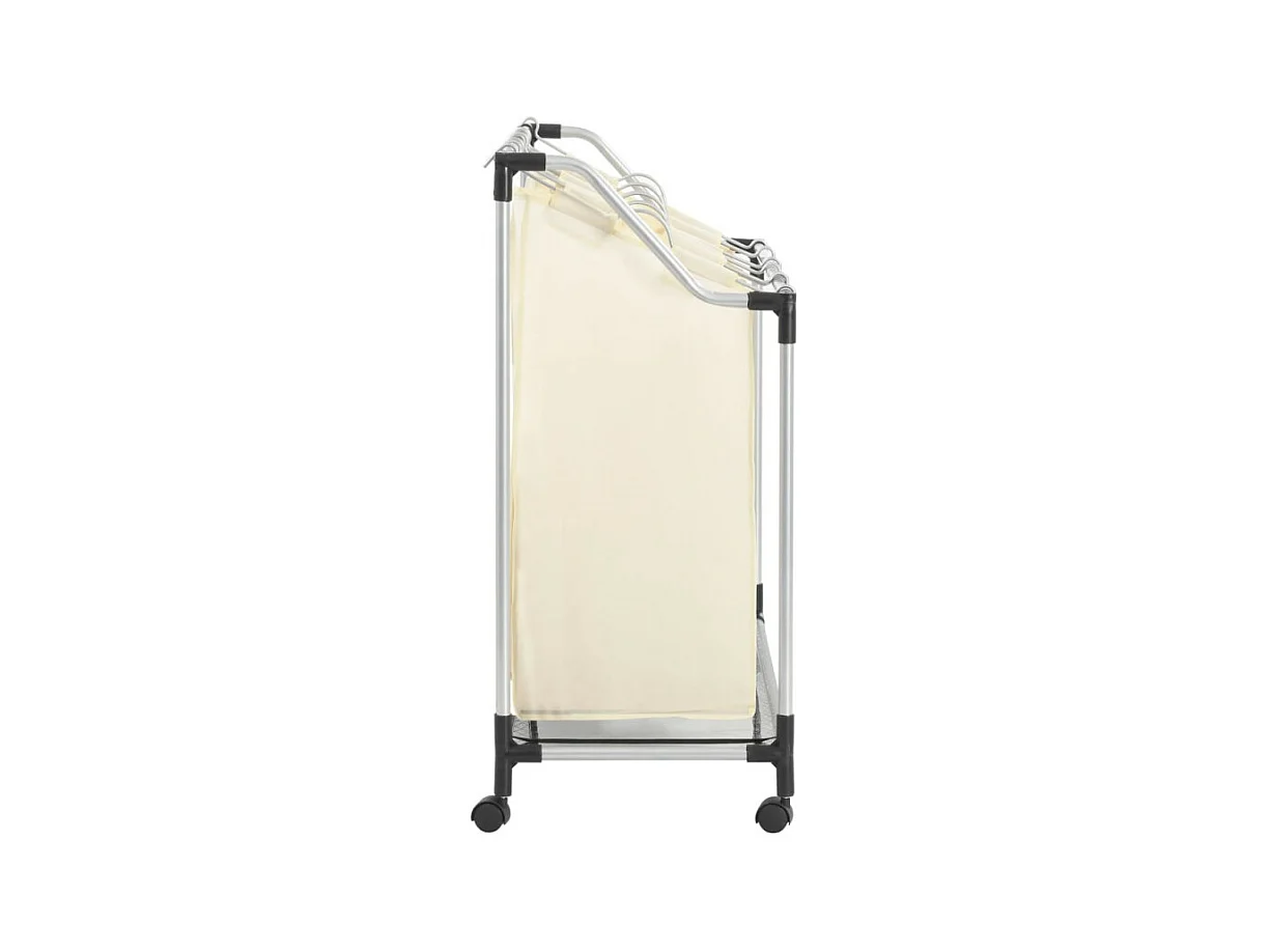 Wäschekorb mit 4 Taschen Creme Stahl