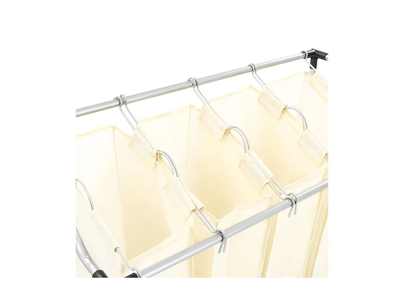Wäschekorb mit 4 Taschen Creme Stahl