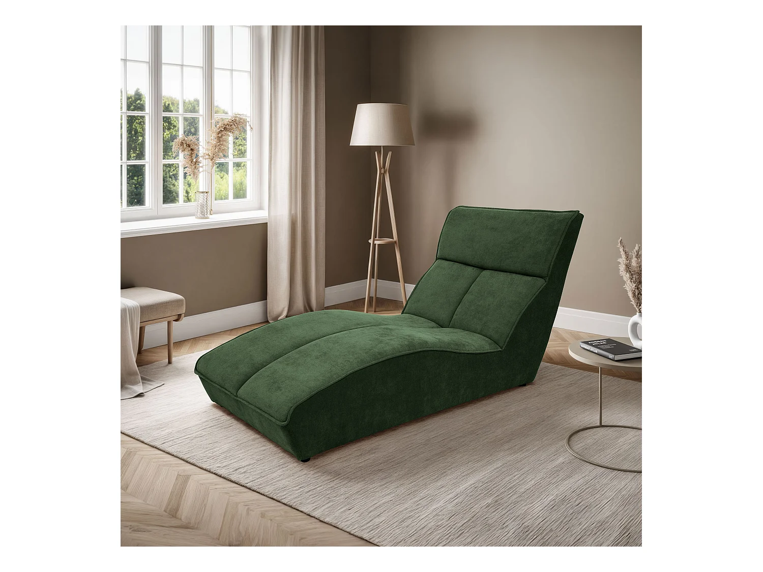 Chaise longue SAN DIEGO en velours vert