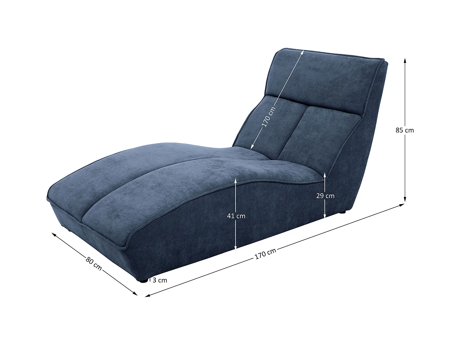 Chaiselongue SAN DIEGO im Velours Marineblau