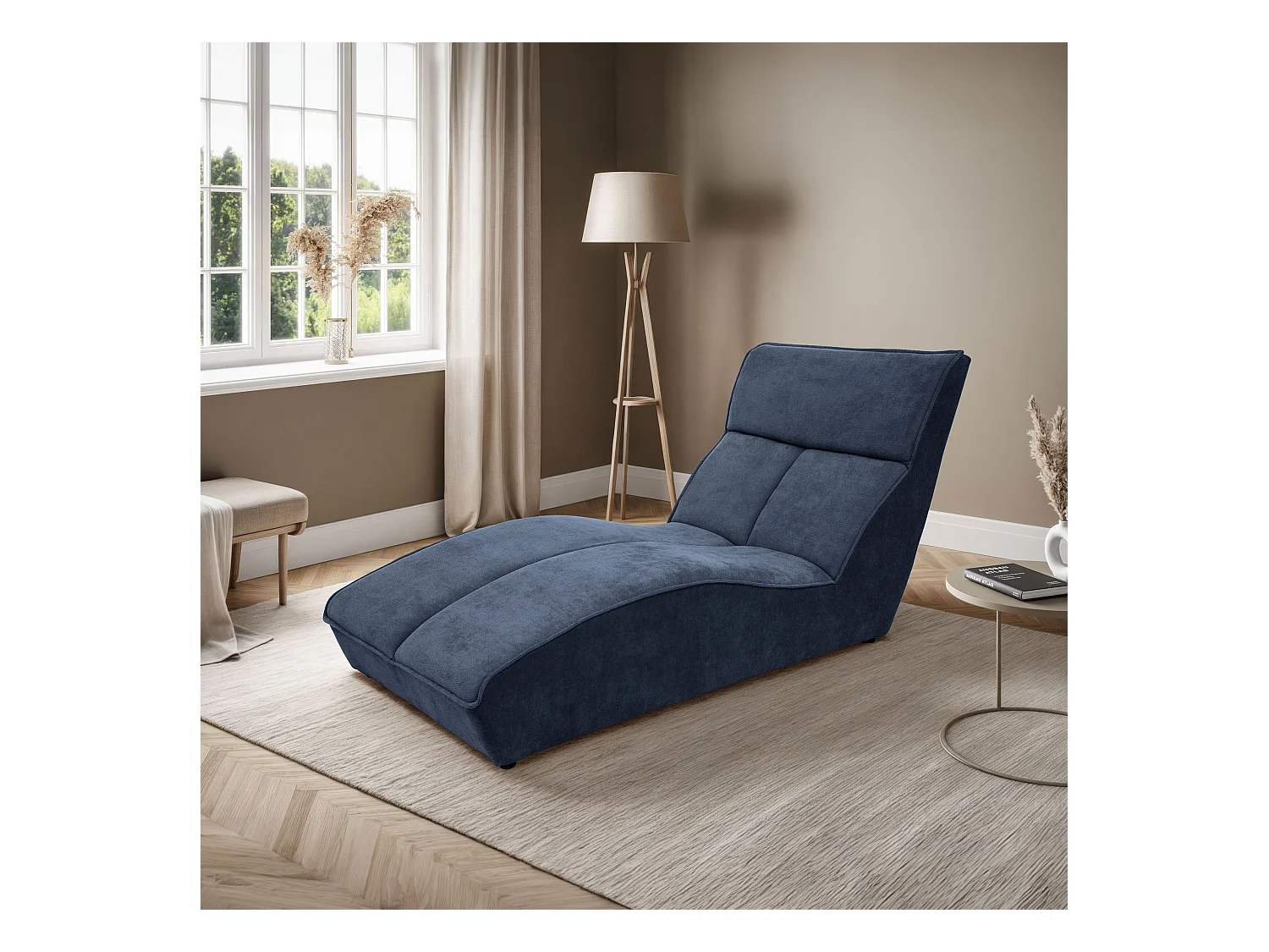Chaise longue SAN DIEGO en velours bleu marine