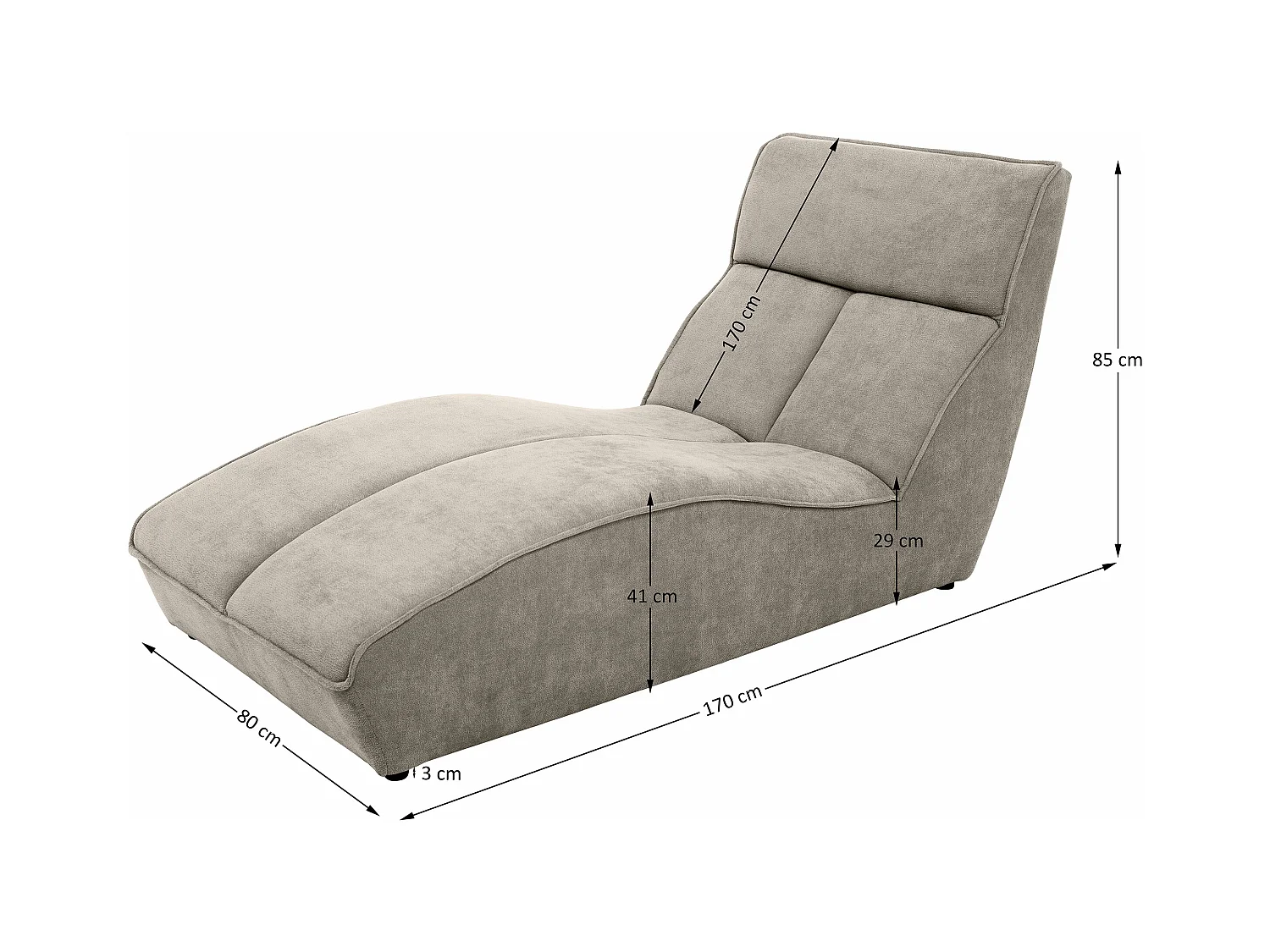 Chaiselongue SAN DIEGO in cappuccino fluweel