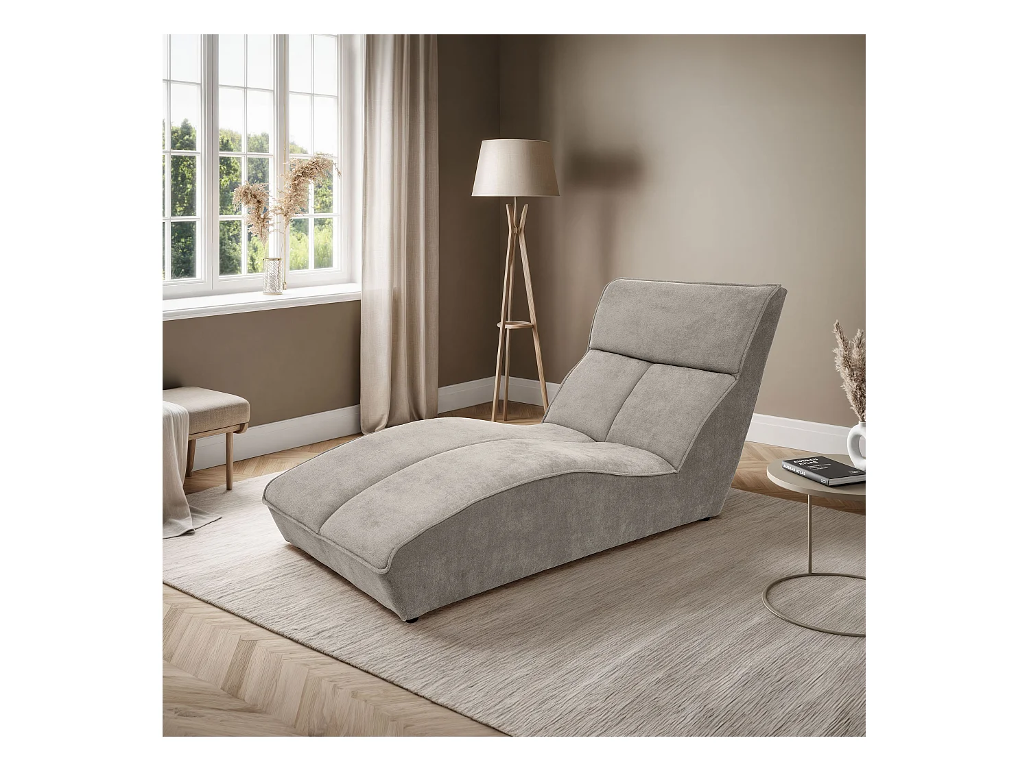 Chaise longue SAN DIEGO en velours cappuccino