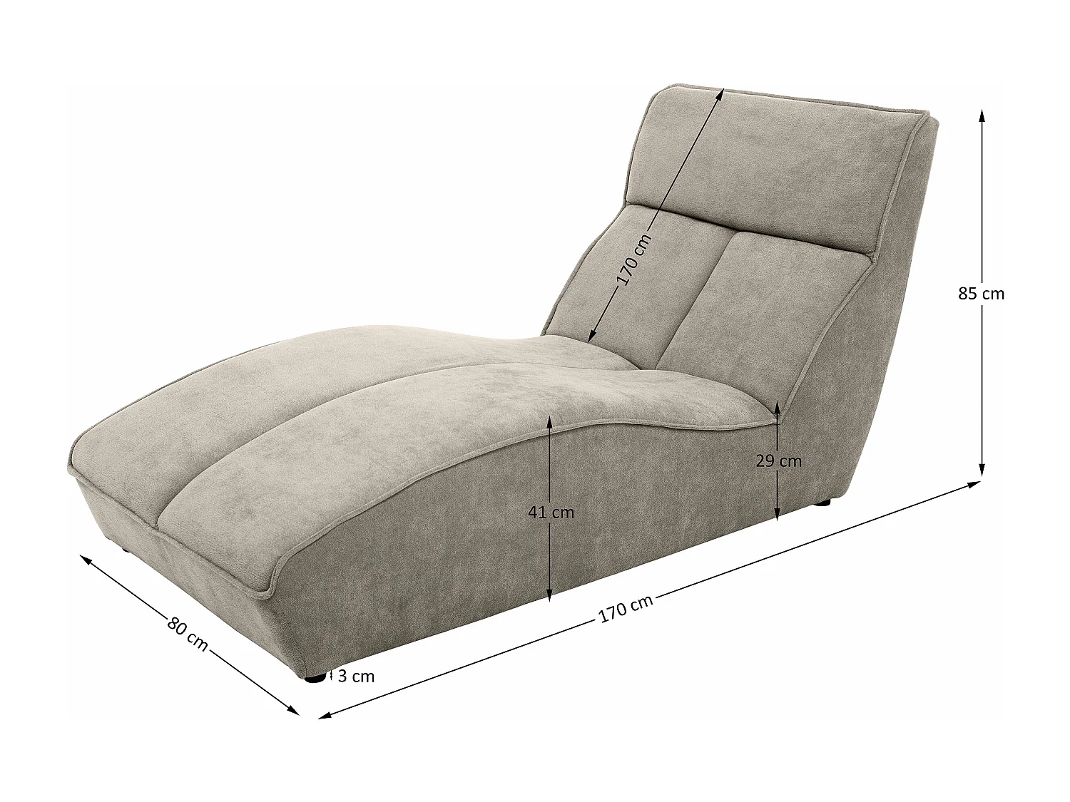Chaise longue SAN DIEGO en velours cappuccino