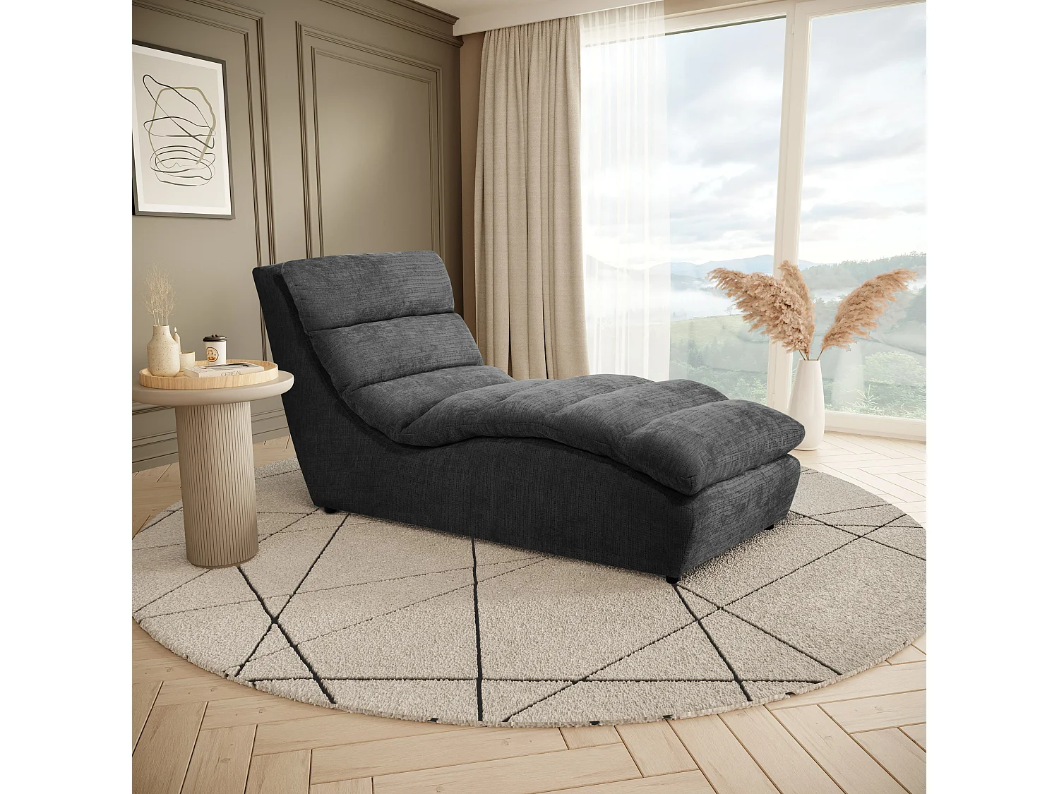 Chaiselongue SAN REMO im Cordstoff Dunkelgrau