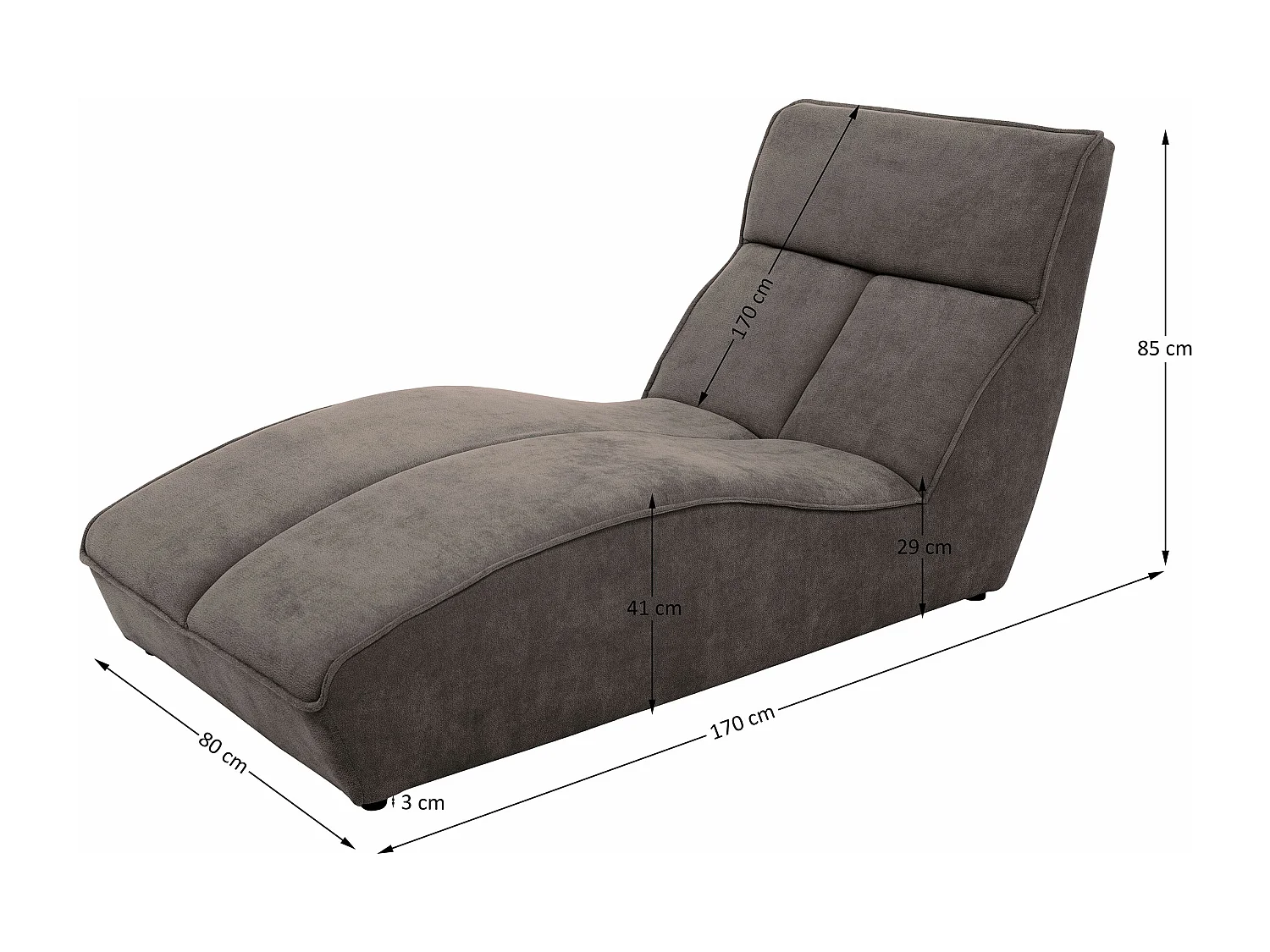 Chaiselongue SAN DIEGO in bruin fluweel