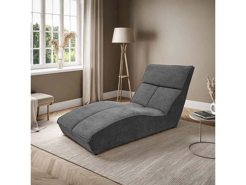 Chaiselongue SAN DIEGO im Velours Grau