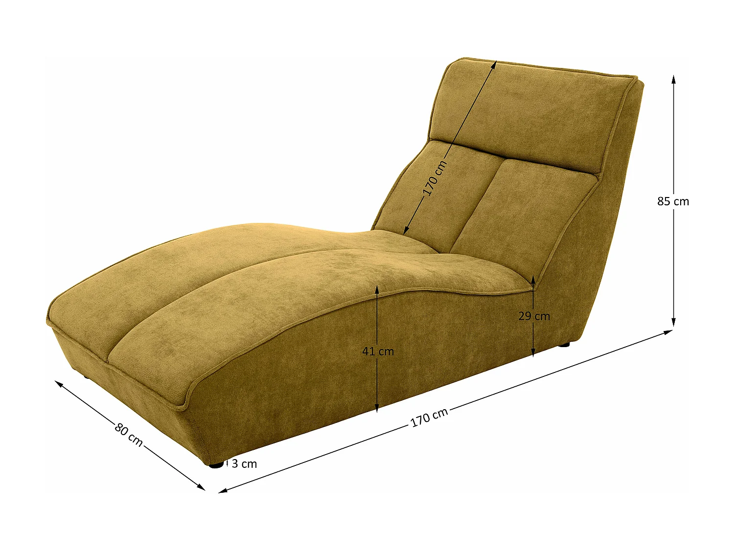 Chaise longue SAN DIEGO en velours jaune
