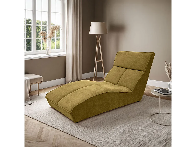 Chaiselongue SAN DIEGO im Velours Gelb