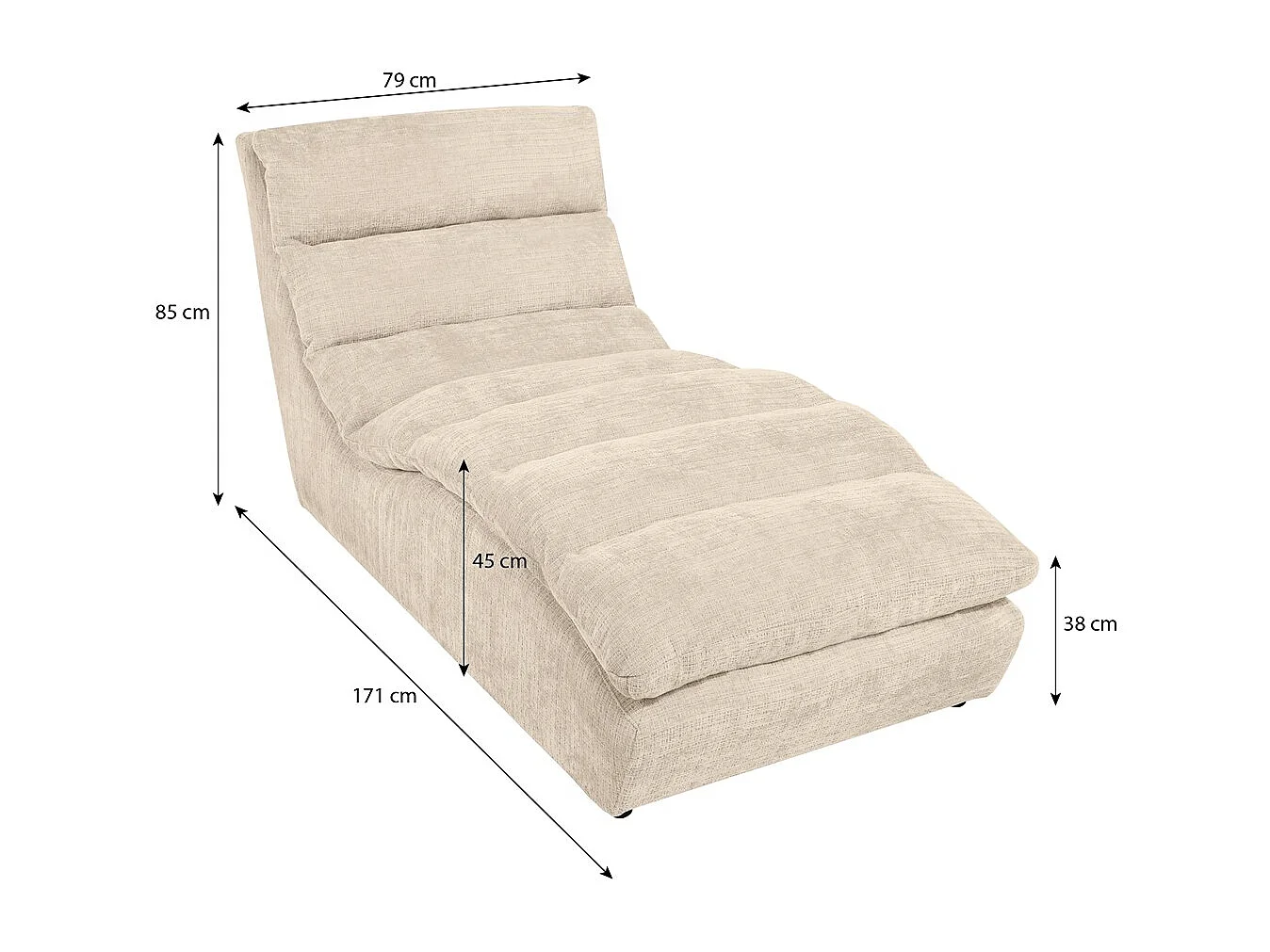 Chaiselongue SAN REMO im Cordstoff Anthrazit