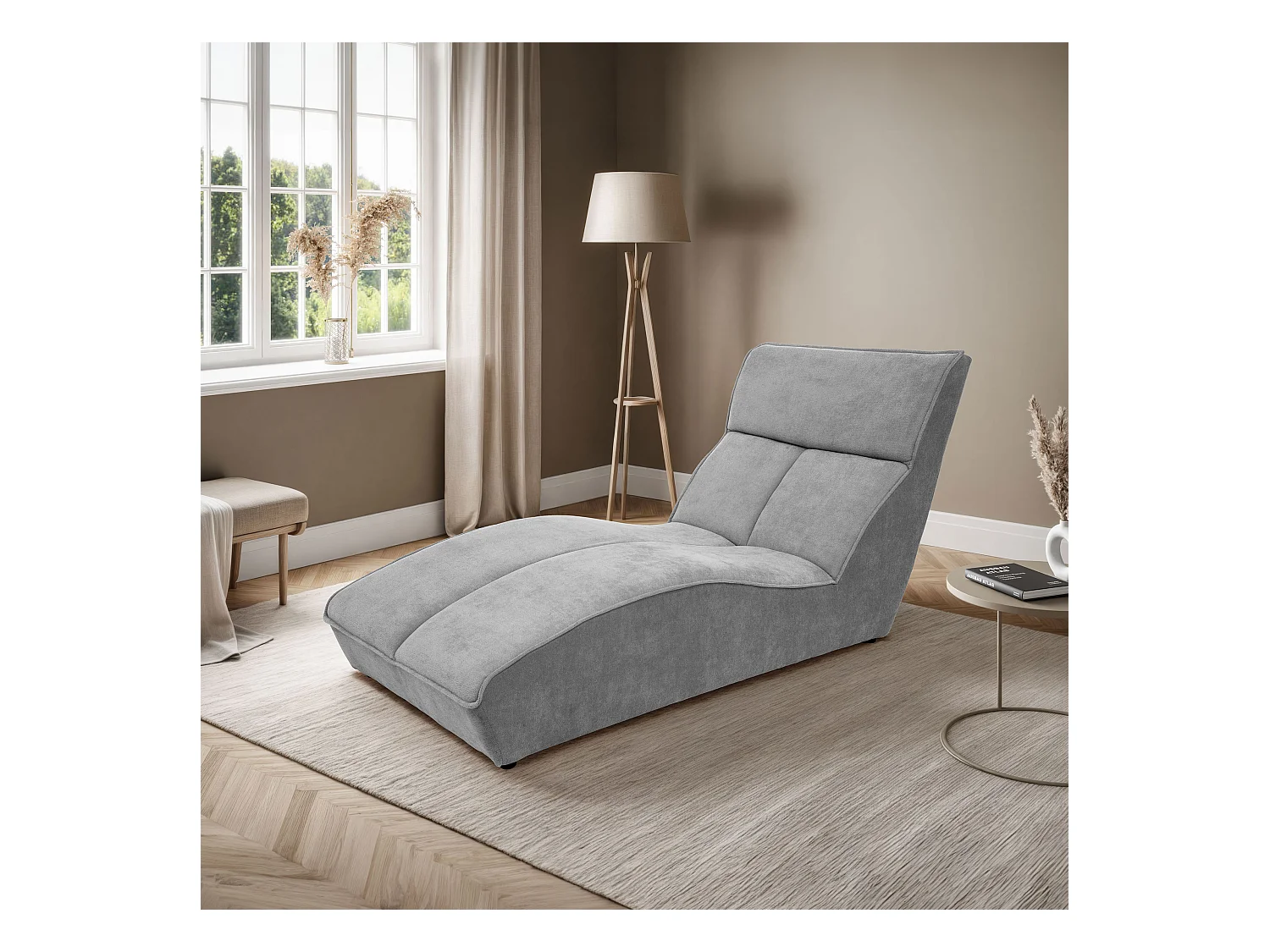 Chaiselongue SAN DIEGO im Velours Schwarz