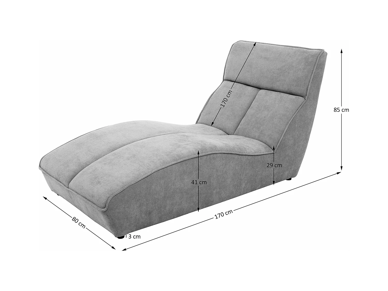 Chaiselongue SAN DIEGO im Velours Schwarz