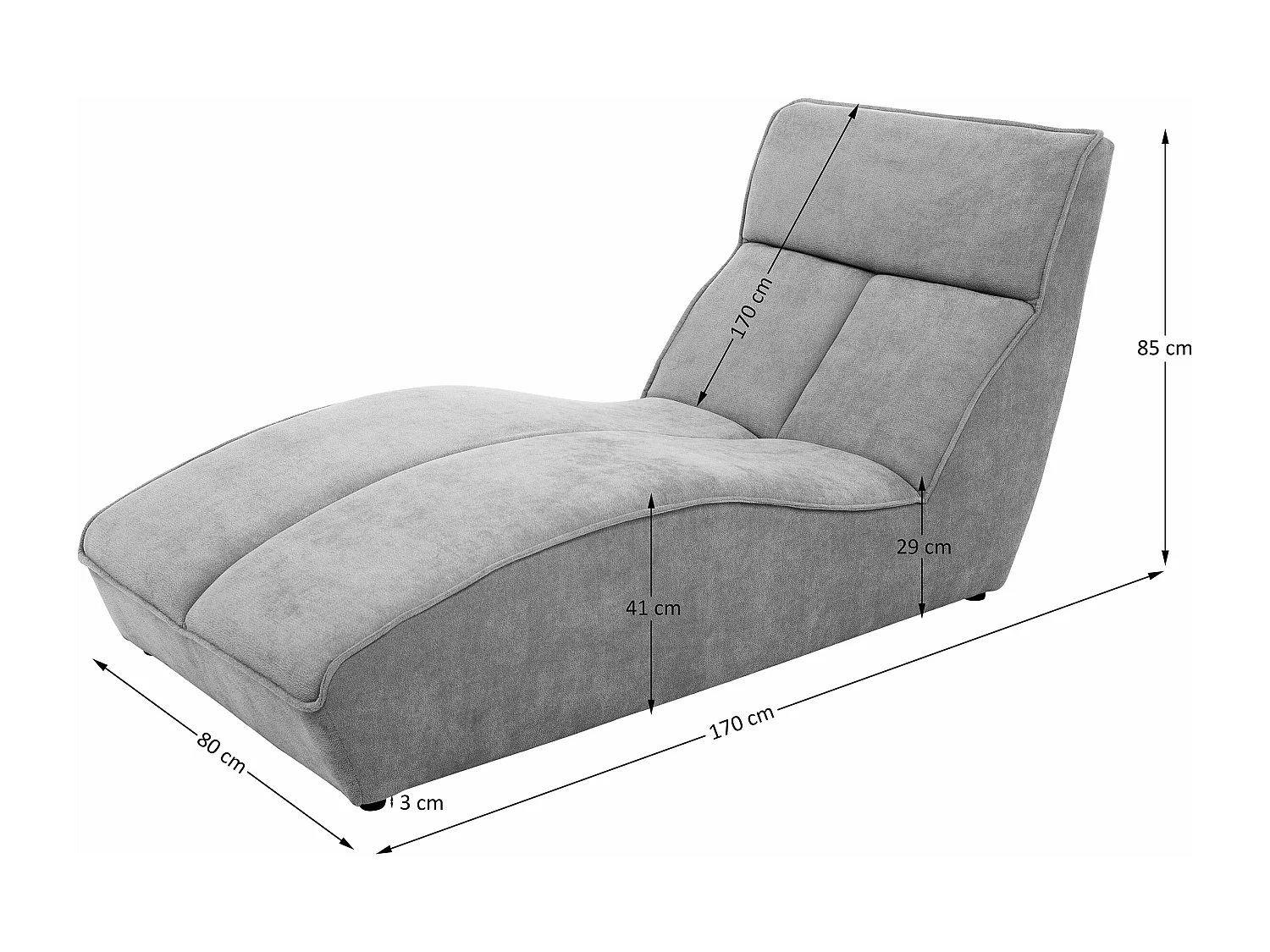 Chaise longue SAN DIEGO en velours noir