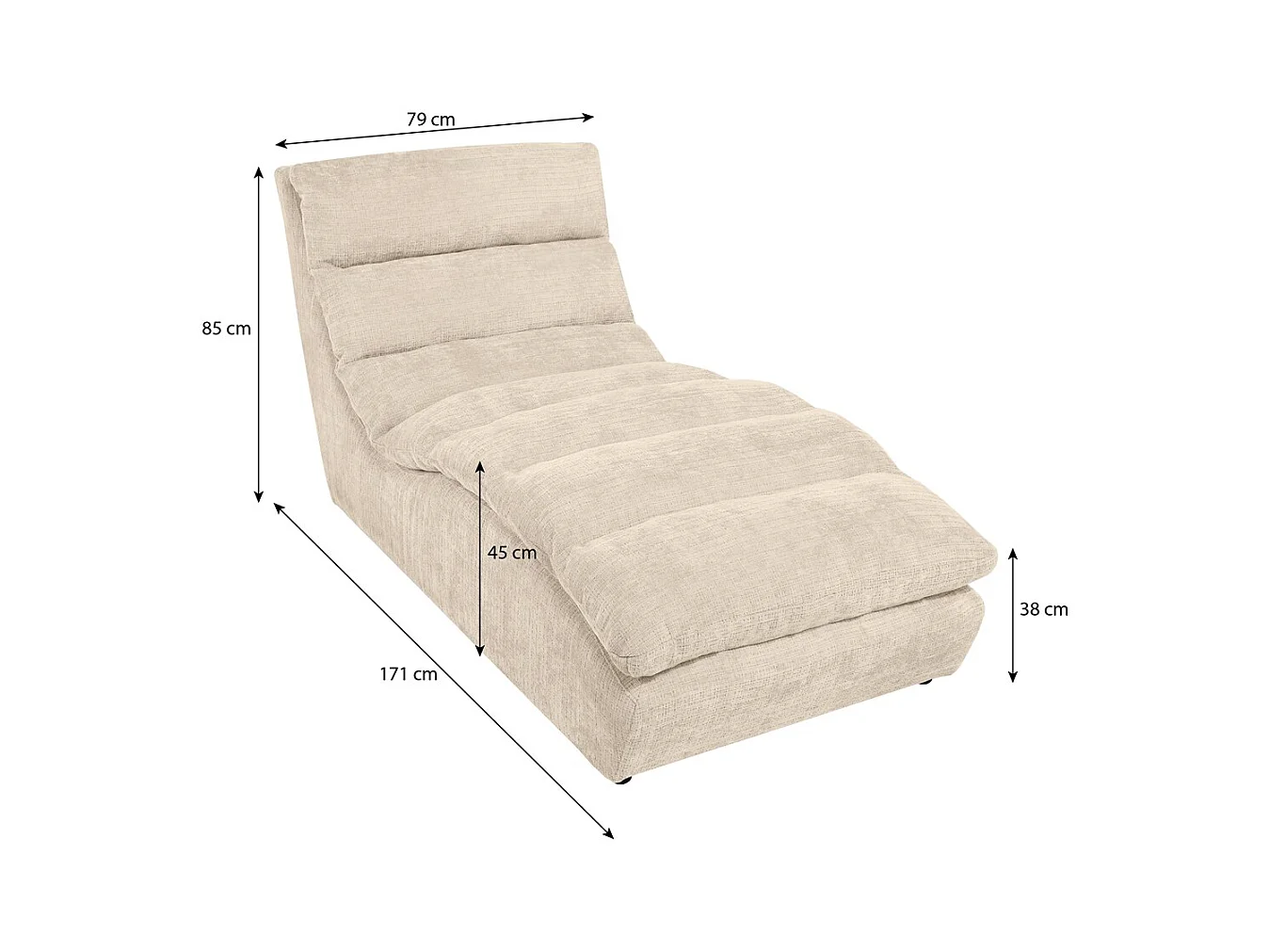 Chaiselongue SAN REMO im Cordstoff Grau