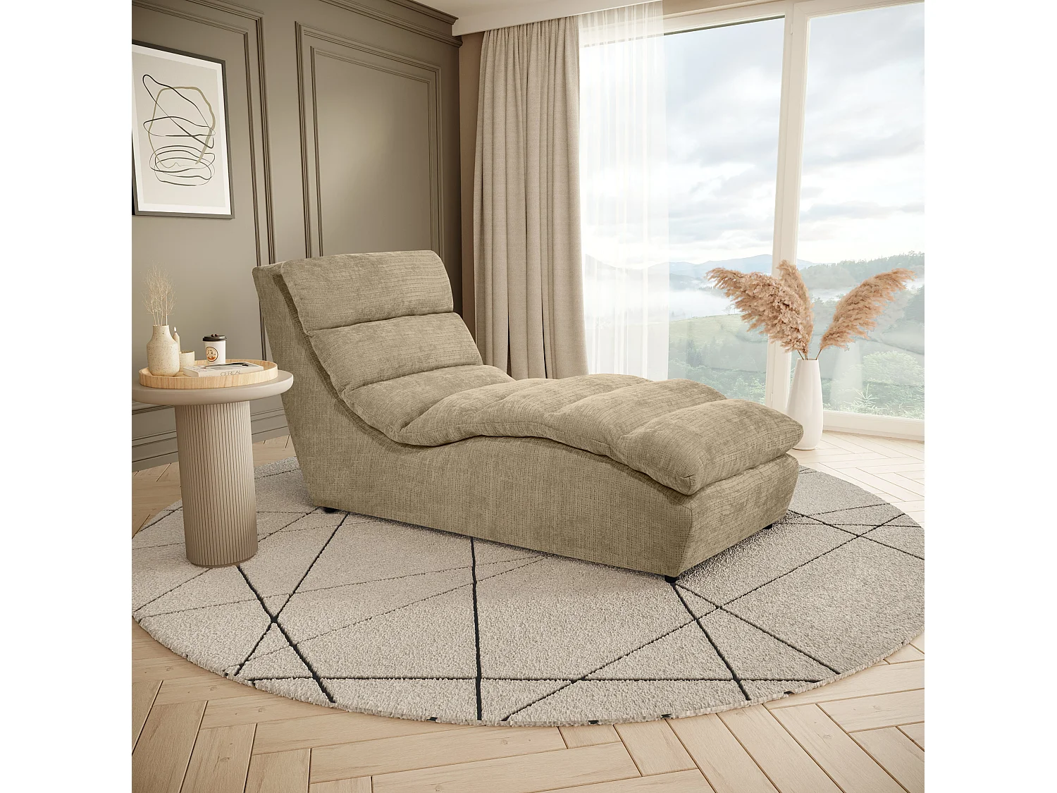 Chaiselongue SAN REMO im Cordstoff Cappuccino