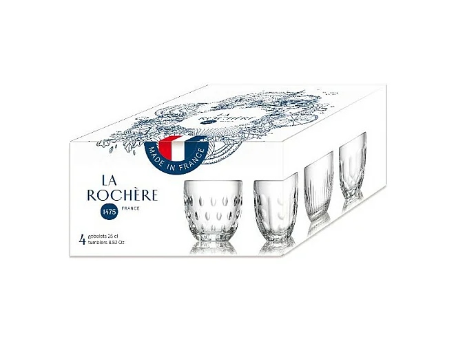 Set mit 4 Bechern mit Motiven von La Rochère - Kollektion Troquet 25 cl