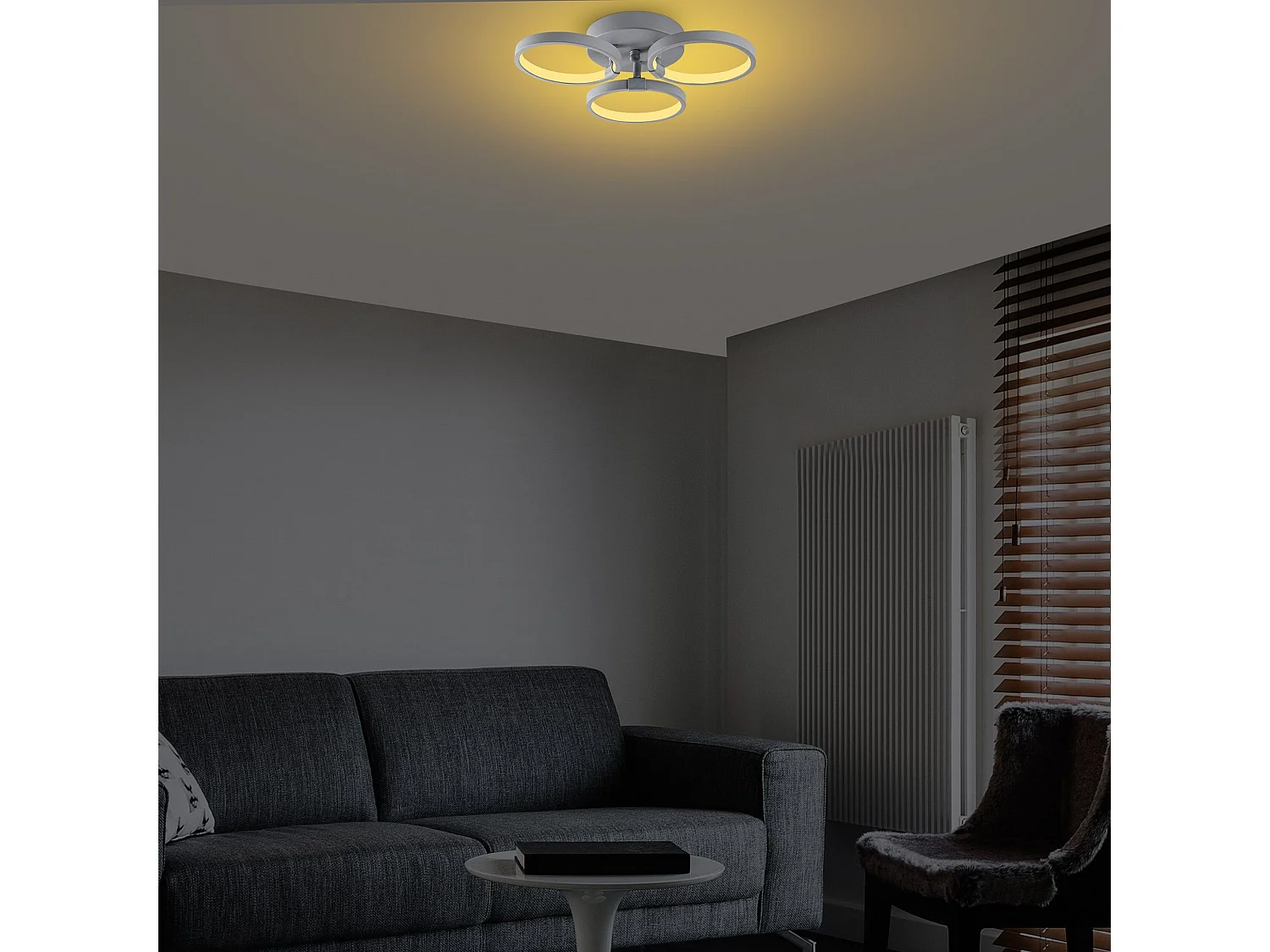 Plafonnier à LED Kandaa D37xH32cm Métal Gris