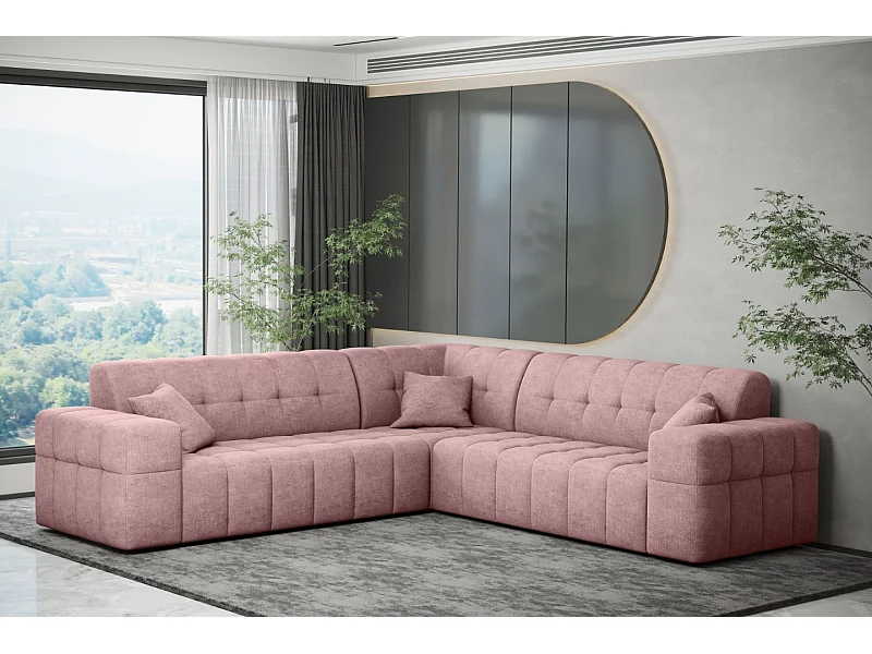 Ecksofa Corner Eckouch Wohnzimmer NIMES stilvol Stoff Perfect Harmony Rosa