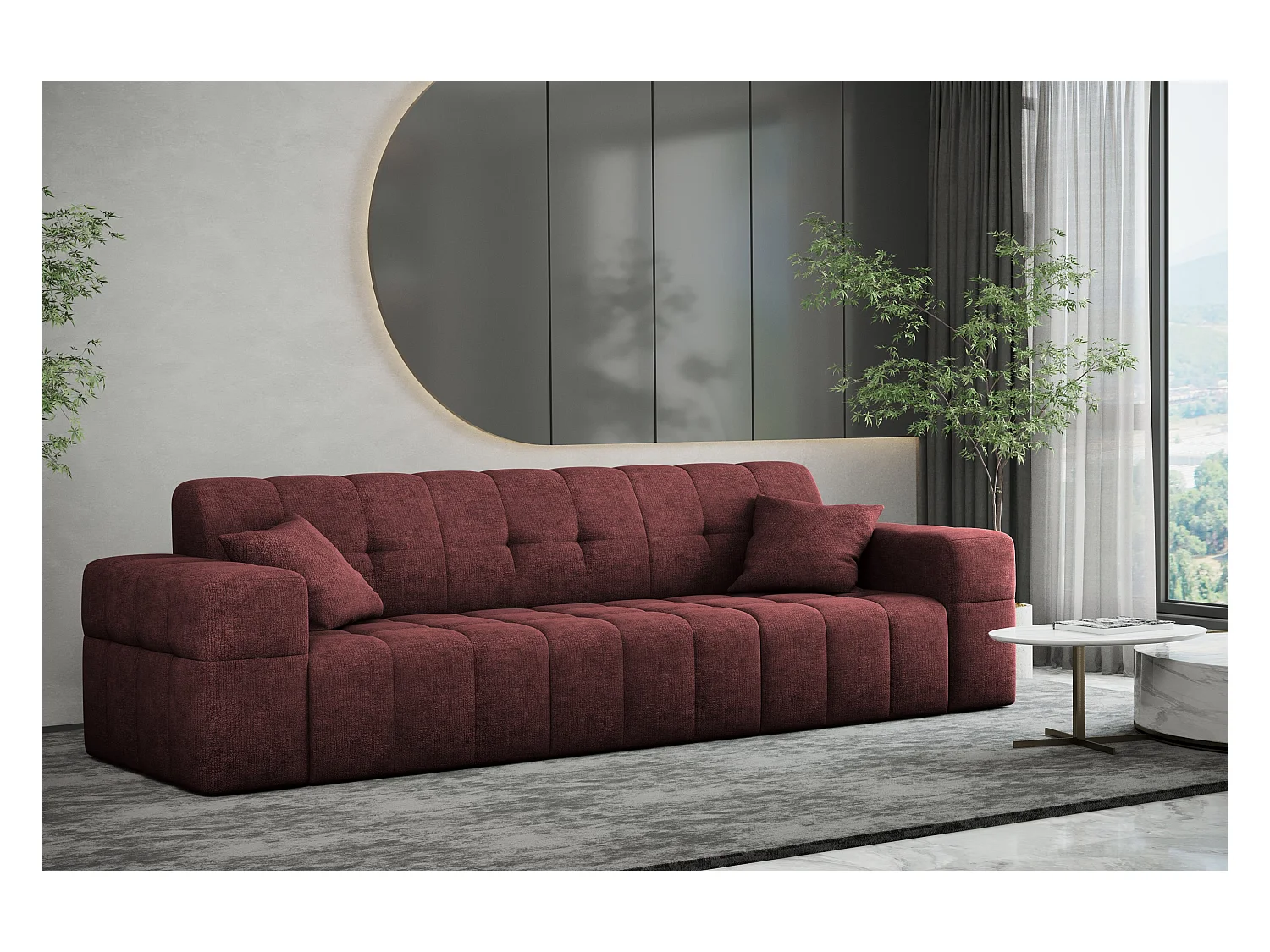 Canapé 3 places série Canapé NIMES tissu élégant Perfect Harmony vin rouge