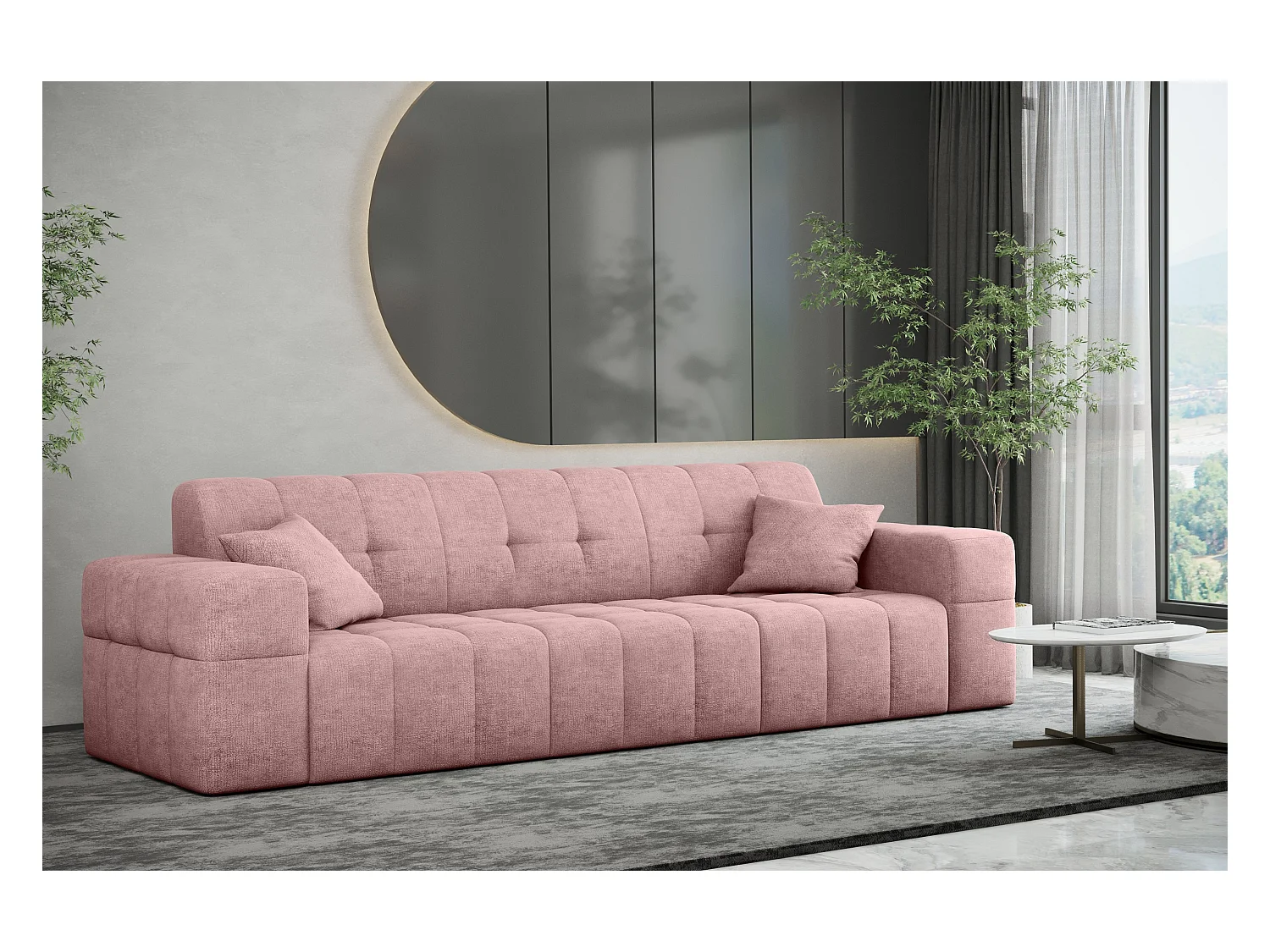 Sofa 3 sitzer Couch serie NIMES stilvol Stoff Perfect Harmony Rosa