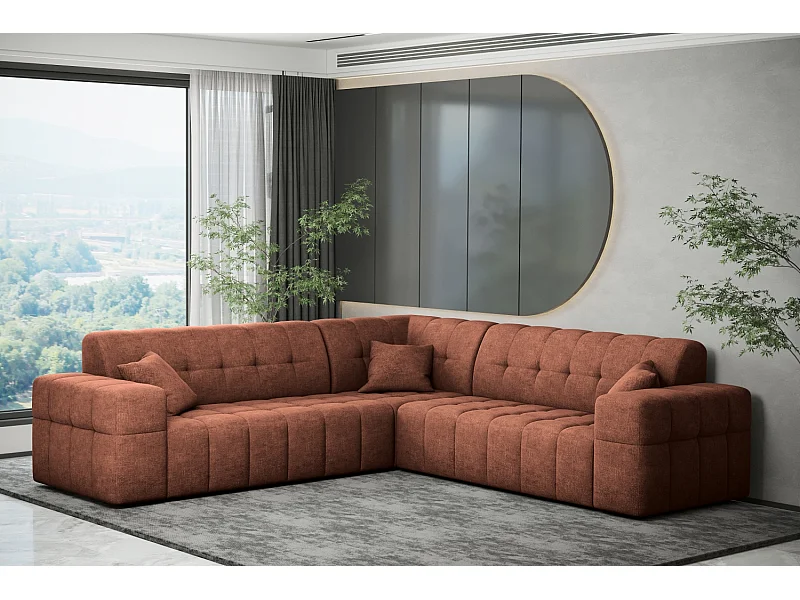 Hoekbank Hoek Eckouch woonkamer NIMES stijlvolle stof Perfect Harmony koper