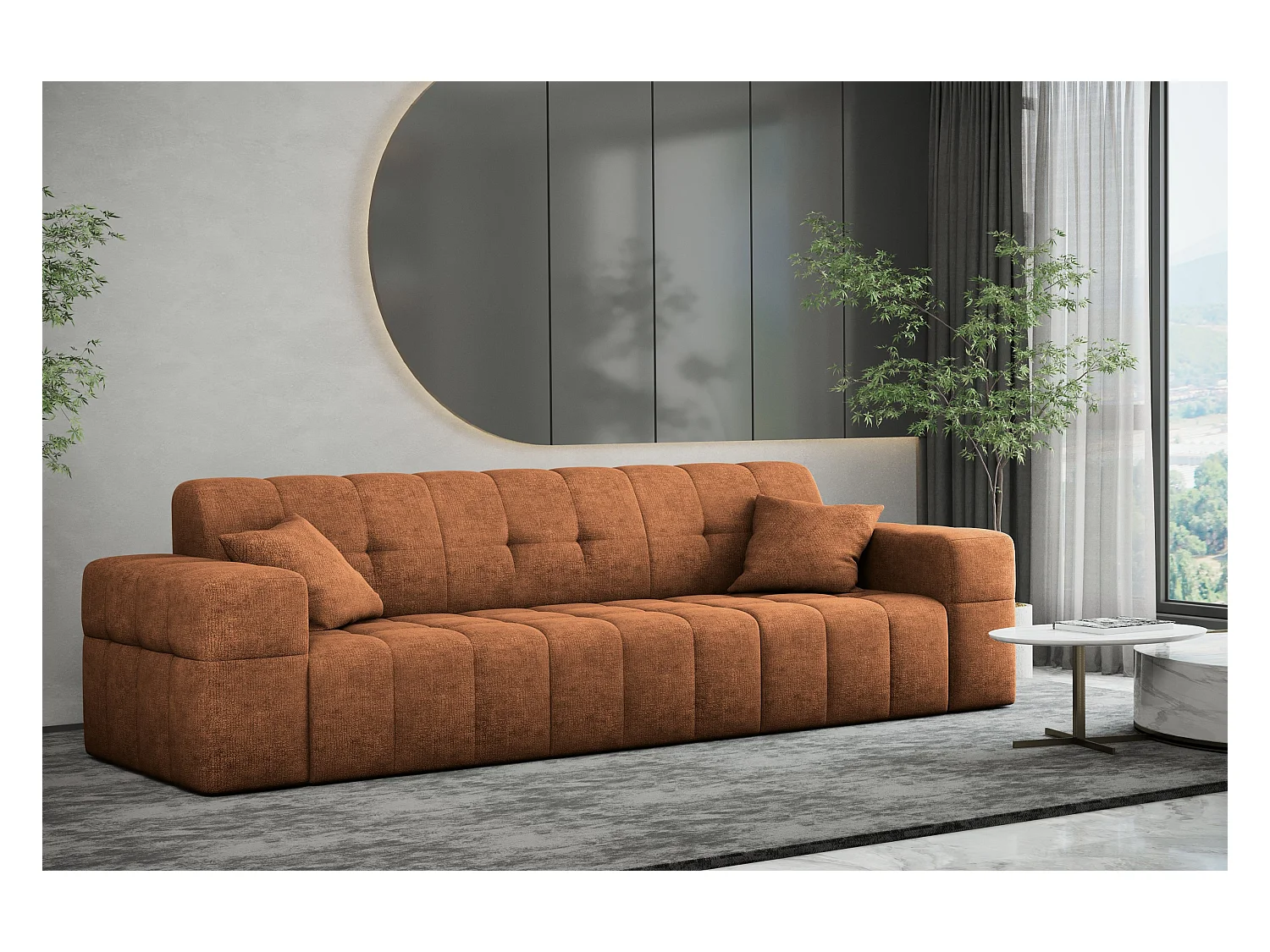 Sofa 3 sitzer Couch serie NIMES stilvol Stoff Perfect Harmony Orange