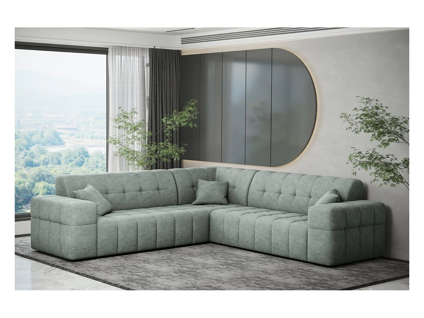 Ecksofa Corner Eckouch Wohnzimmer NIMES stilvol Stoff Perfect Harmony Mintz