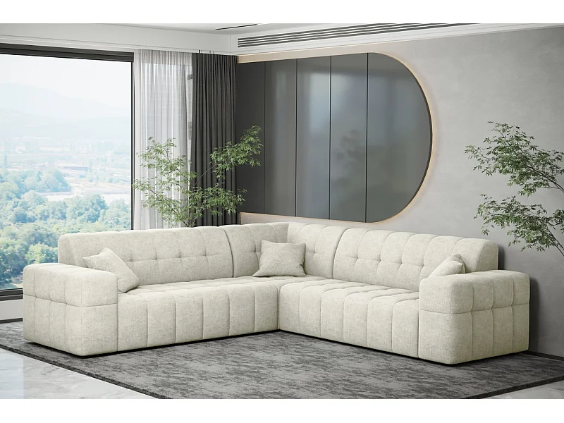 Hoekbank Hoek Eckouch woonkamer NIMES stijlvolle stof Perfect Harmony Cream