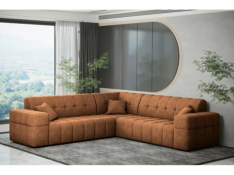 Ecksofa Corner Eckouch Wohnzimmer NIMES stilvol Stoff Perfect Harmony Orange