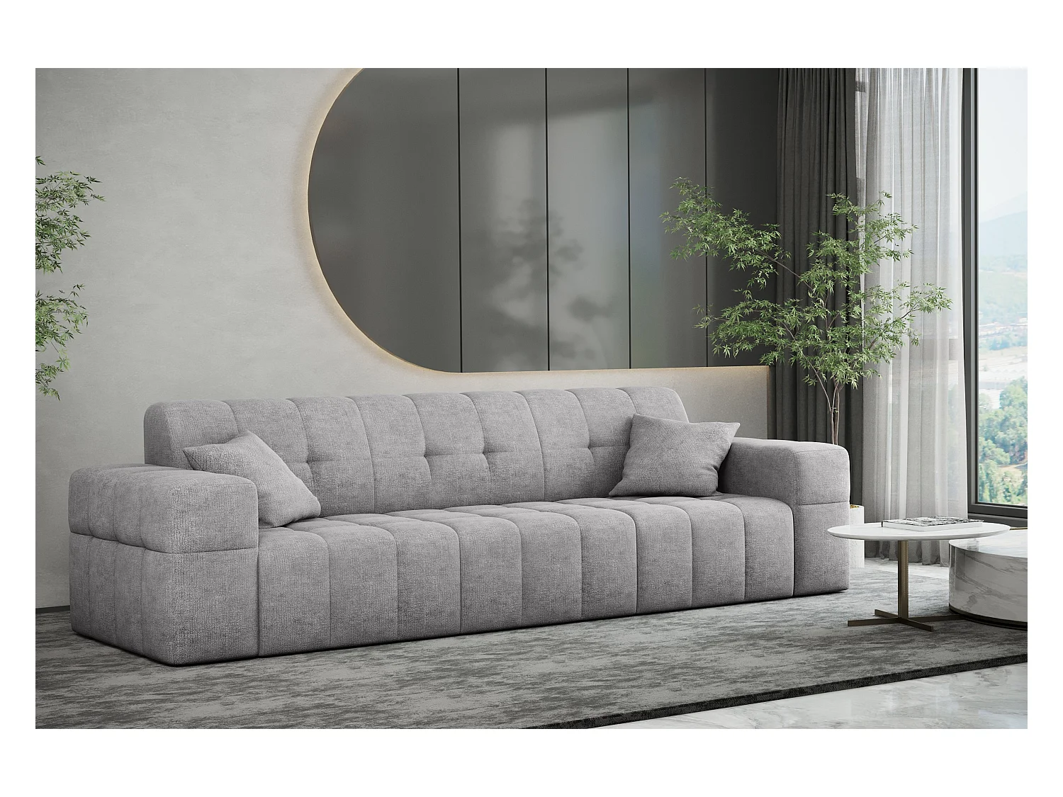 Sofa 3 sitzer Couch serie NIMES stilvol Stoff Perfect Harmony Grau