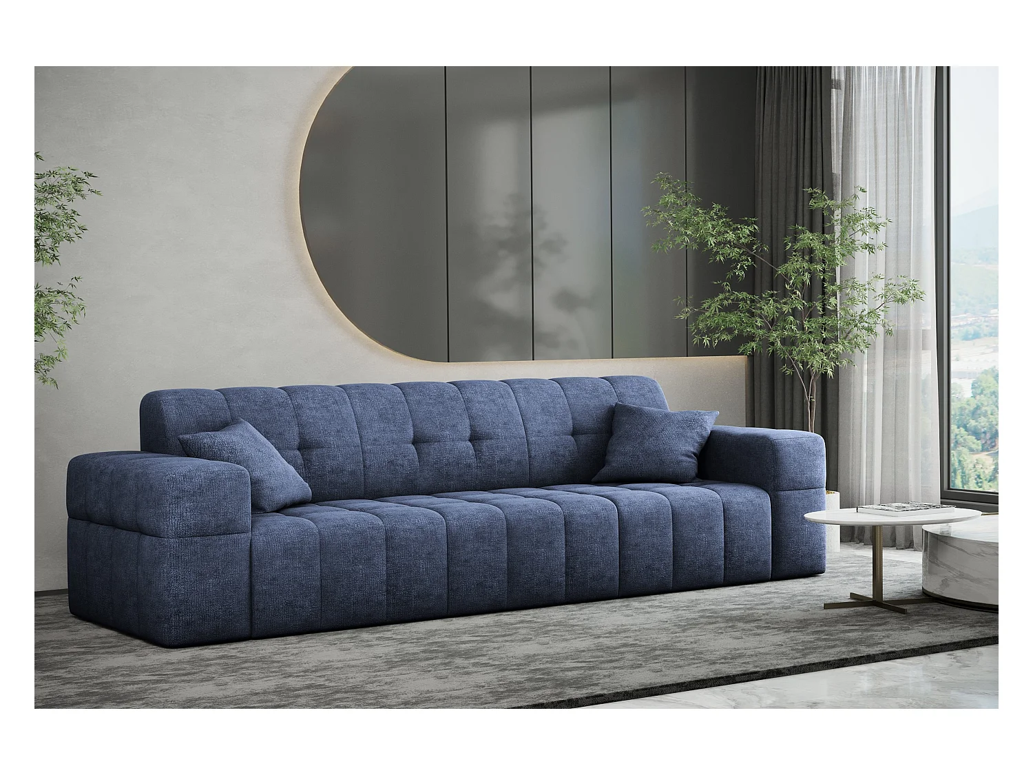 Sofa 3 sitzer Couch serie NIMES stilvol Stoff Perfect Harmony Dunkelblau