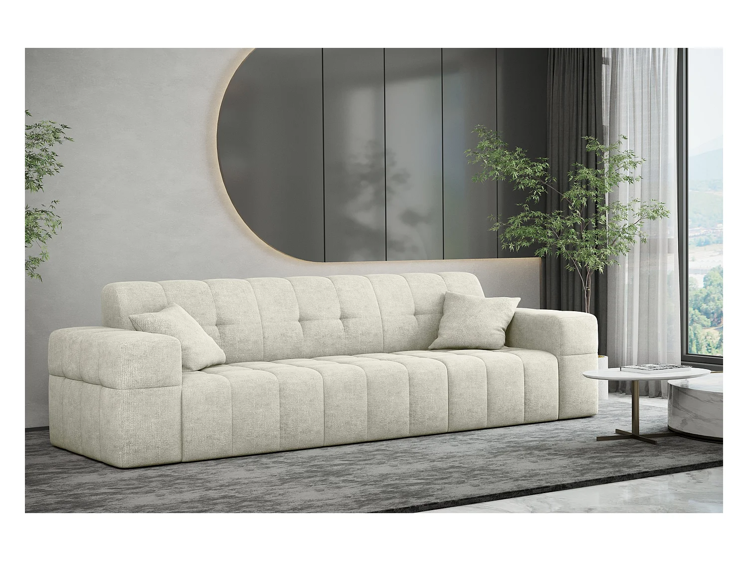 Sofa 3 sitzer Couch serie NIMES stilvol Stoff Perfect Harmony Creme