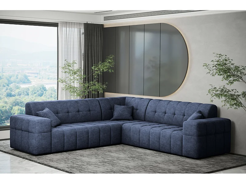 Ecksofa Corner Eckouch Wohnzimmer NIMES stilvol Stoff Perfect Harmony Dunkelblau