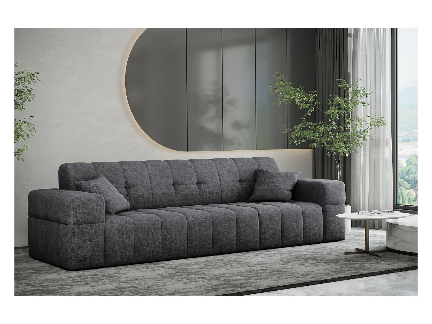 Sofa 3 sitzer Couch serie NIMES stilvol Stoff Perfect Harmony Dunkelgrau