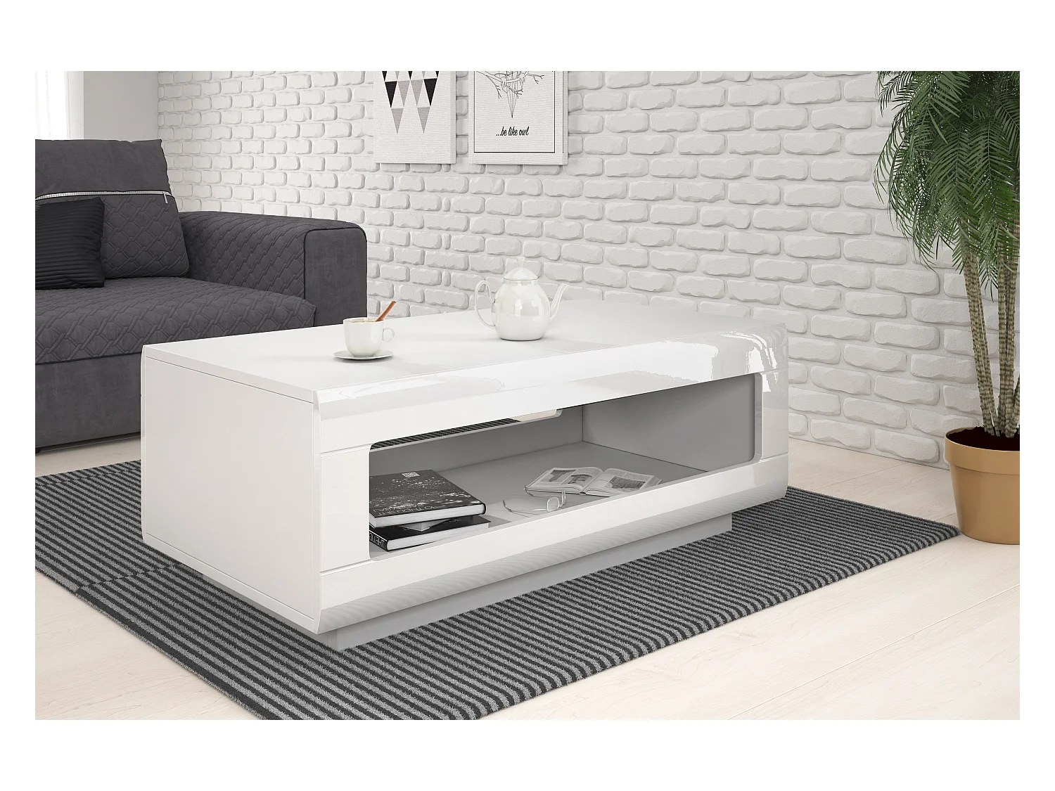 Table basse avec espace de rangement TULSA 110×60 cm