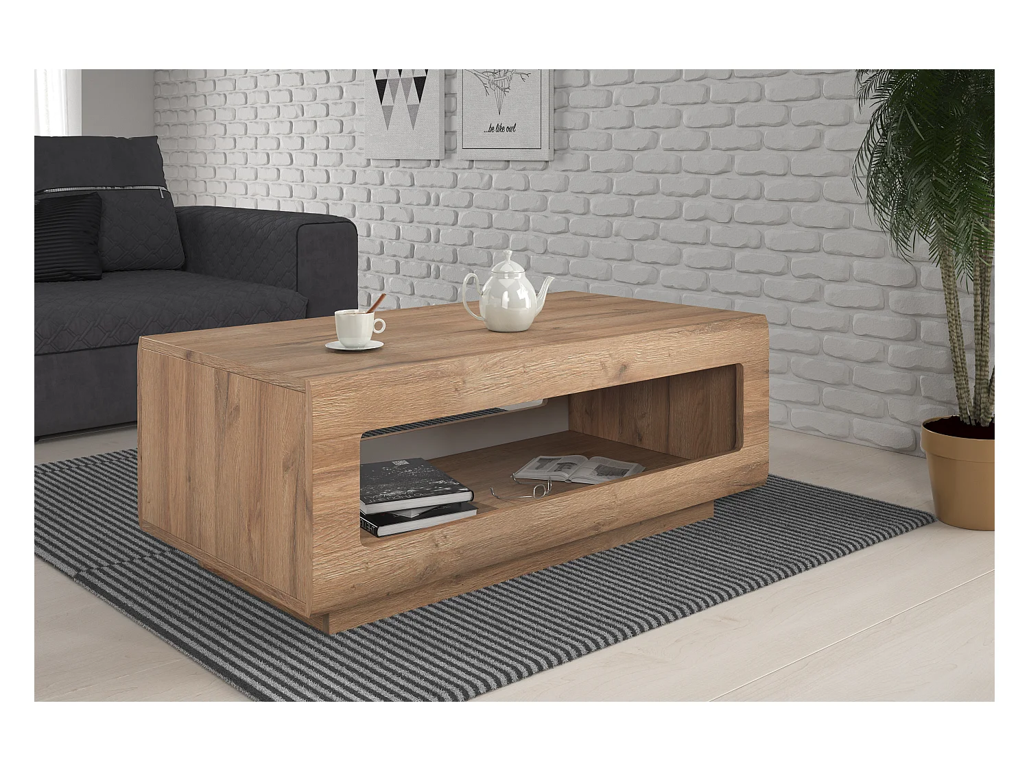 Table basse avec espace de rangement TULSA 110×60 cm