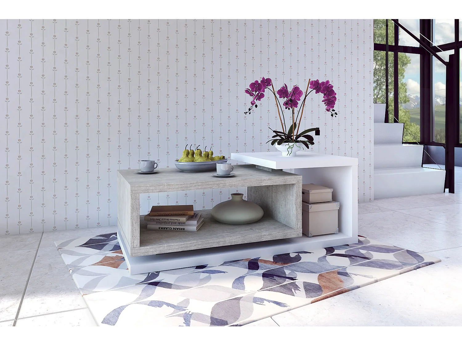 Table basse avec espace de rangement BOTA 120×60 cm