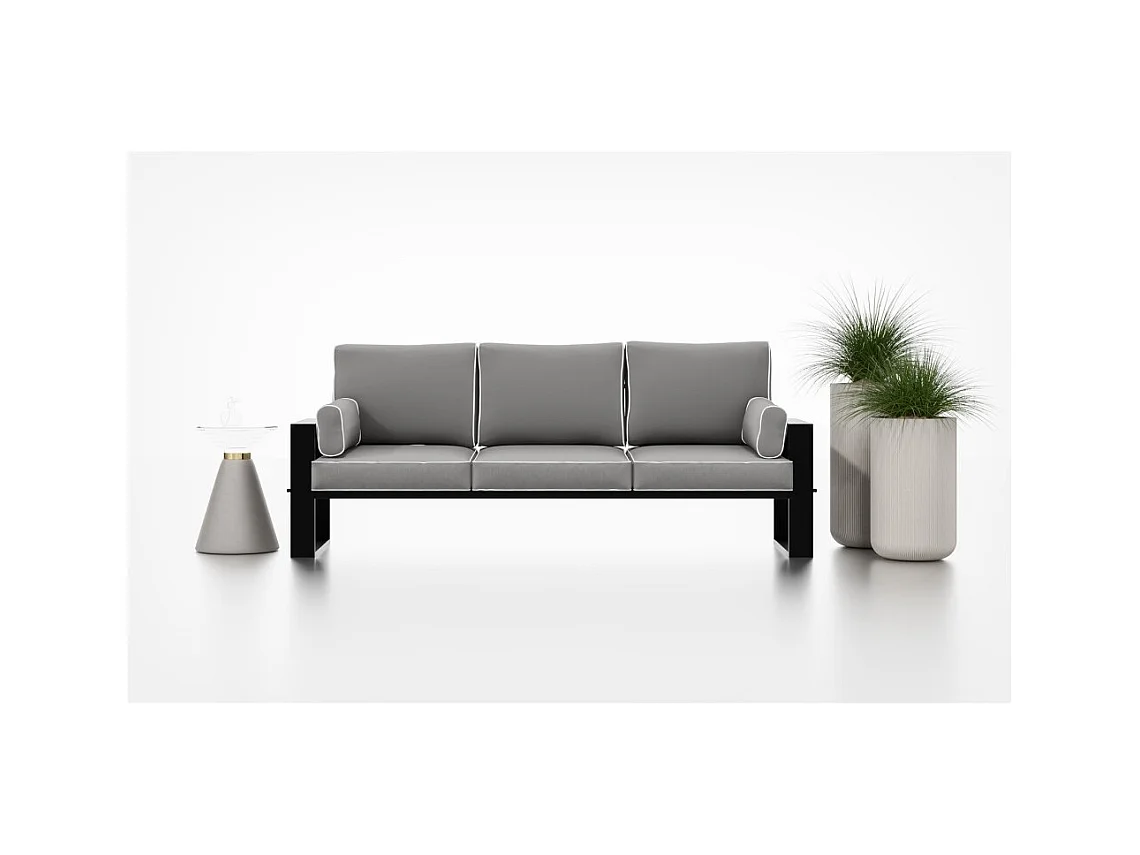 Canapé de jardin 3 places VERDINO avec cadre métallique anthracite